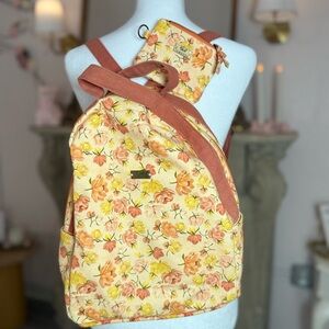 Floral Print Backpack and Pouch Set